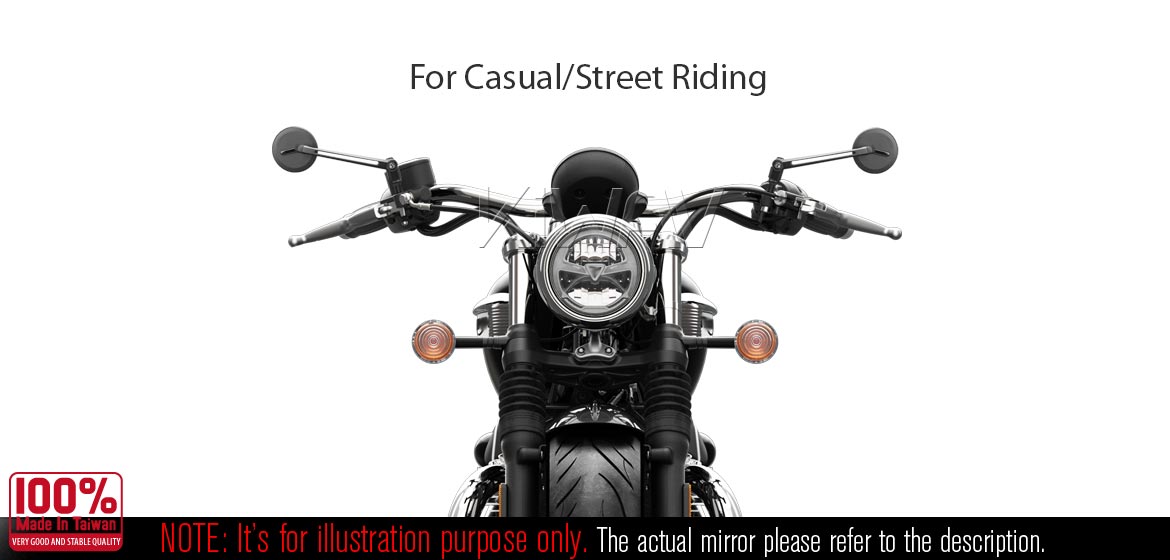 KiWAV rear view side mirrors Ojo black compatible with Triumph 25mm handlebar and go-through mounts
