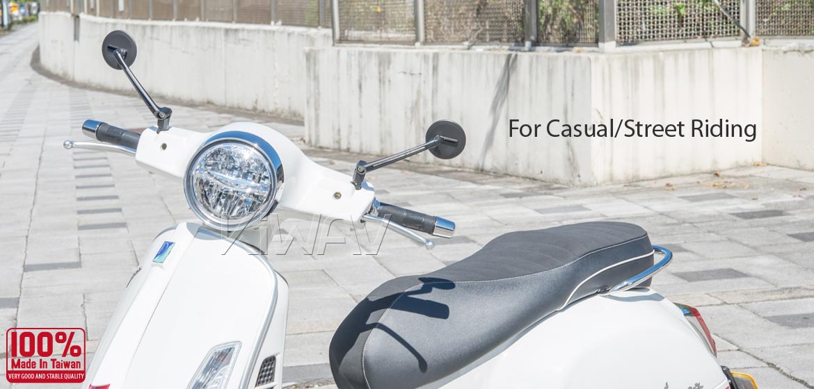 Thinnest motorcycle mirrors KiWAV motorcycle mirrors Ojo black compatible for most modern Vespa models, GTS/ GTV/ LX/ LT/ LXV/ S