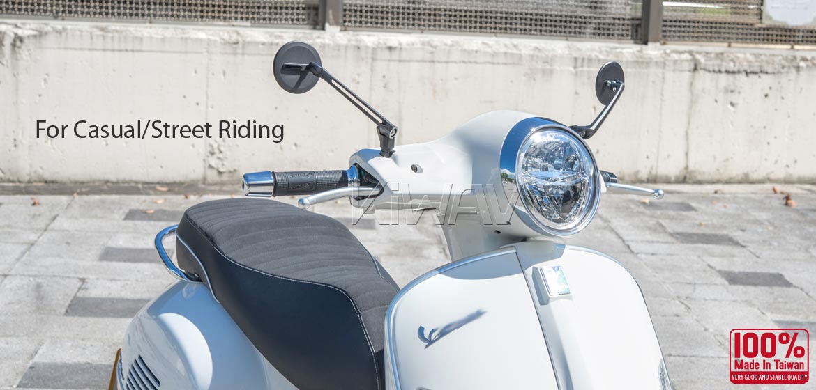 Thinnest motorcycle mirrors KiWAV motorcycle mirrors Ojo black compatible for most modern Vespa models, GTS/ GTV/ LX/ LT/ LXV/ S