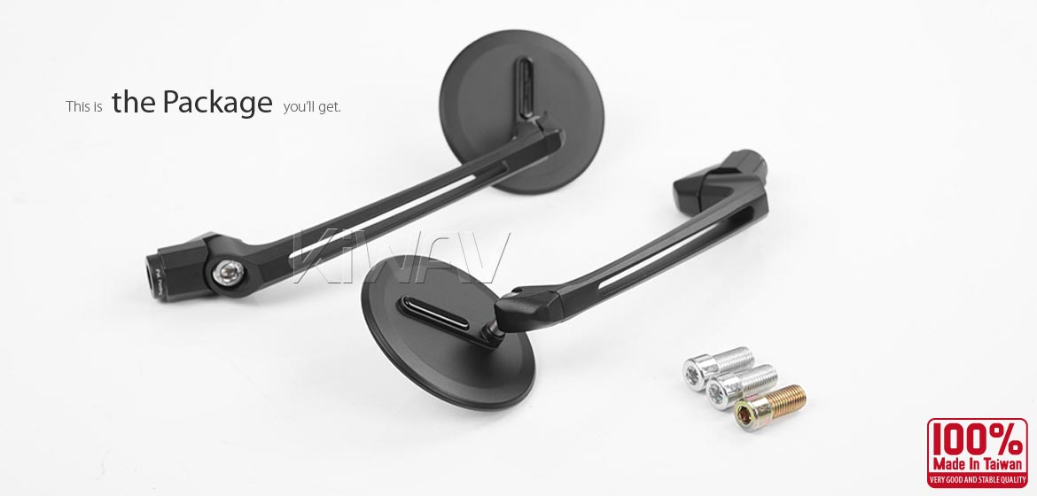 Thinnest motorcycle mirrors KiWAV motorcycle mirrors Ojo black universal fit for 10mm mirror thread