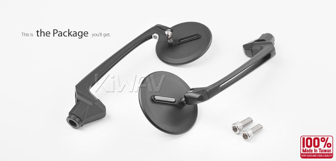 Thinnest motorcycle mirrors KiWAV motorcycle mirrors Ojo black compatible for Harley Davidson Street 500/ 750