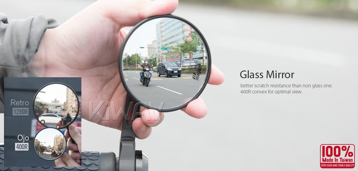 KiWAV motorcycle bar end mirrors Ojo black compatible for Harley Sportster Dyna Softail XG street