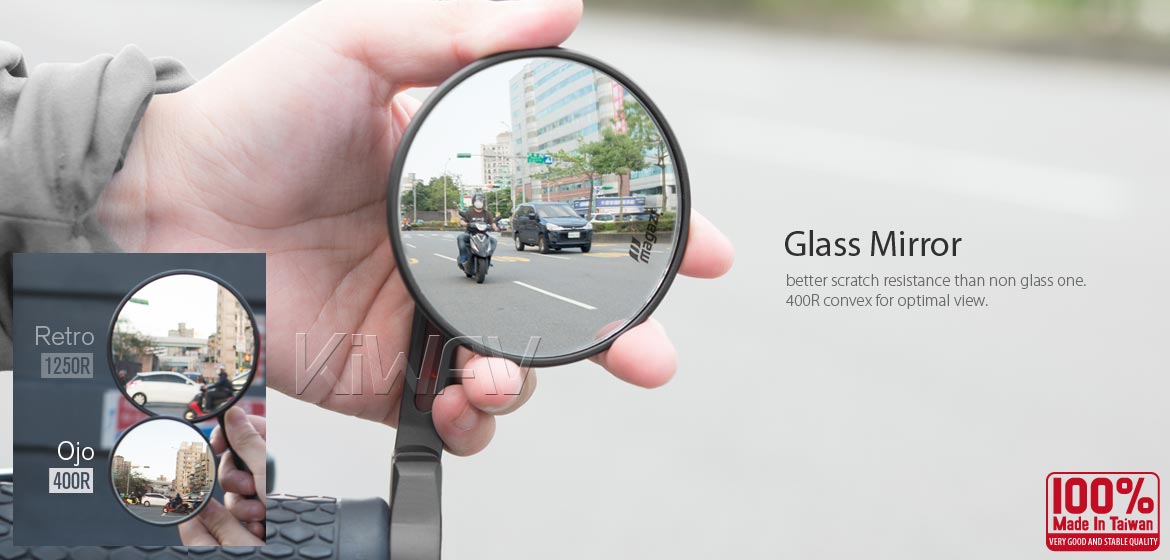 The thinnest motorcycle mirrors KiWAV motorcycle bar end mirrors Ojo black for 22/25mm handlebar