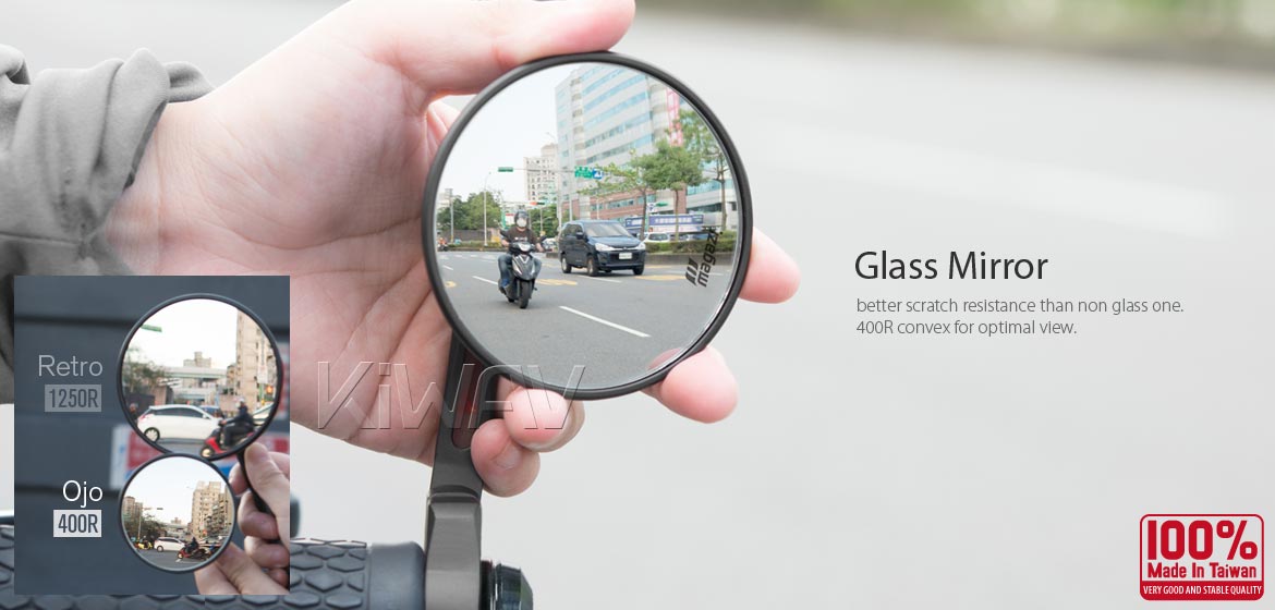 The thinnest motorcycle mirrors KiWAV motorcycle bar end mirrors Ojo black compatible for Yamaha M16 threaded handlebars