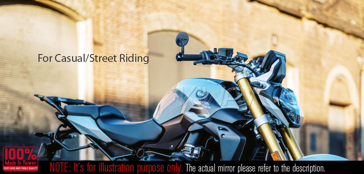 The thinnest motorcycle mirrors KiWAV motorcycle bar end mirrors Ojo black compatible for BMW M10 threaded handlebar