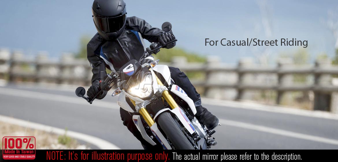 The thinnest motorcycle mirrors KiWAV motorcycle bar end mirrors Ojo black compatible for BMW M8 threaded handlebar