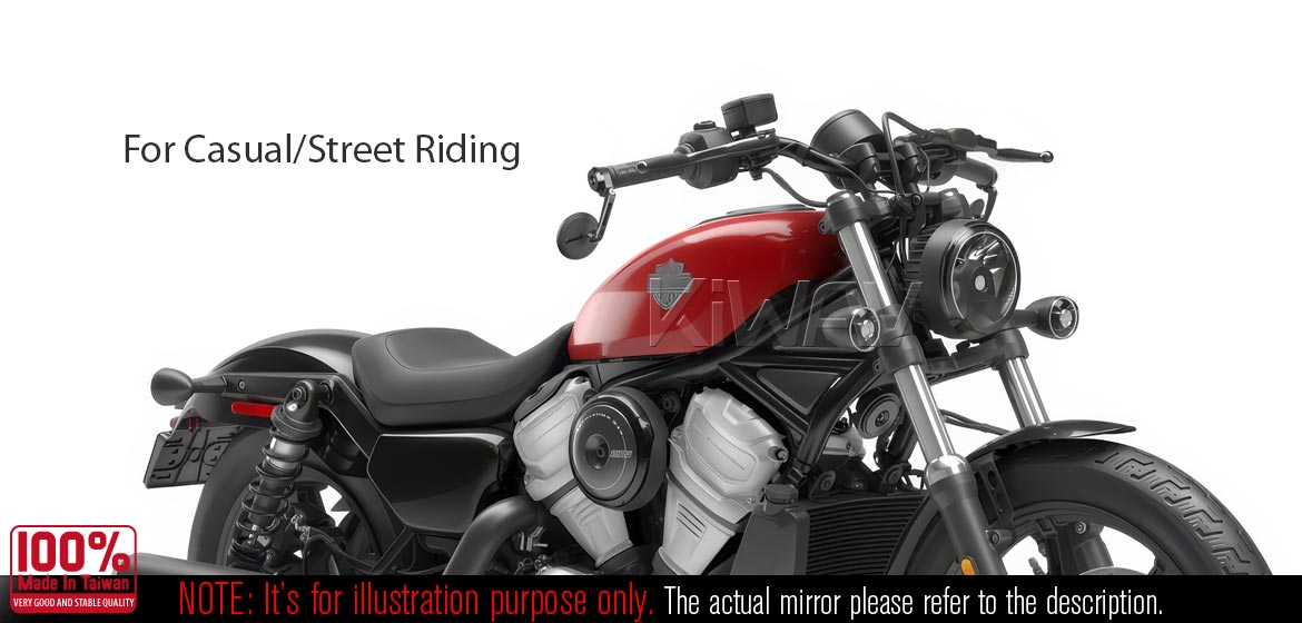The thinnest motorcycle mirrors KiWAV motorcycle bar end mirrors Ojo black compatible for Harley Sportster S Nightster 2021-