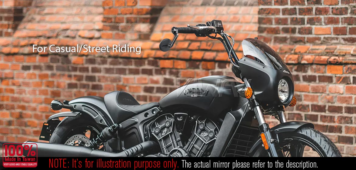 KiWAV motorcycle bar end mirrors Ojo black compatible for Specific Indian models