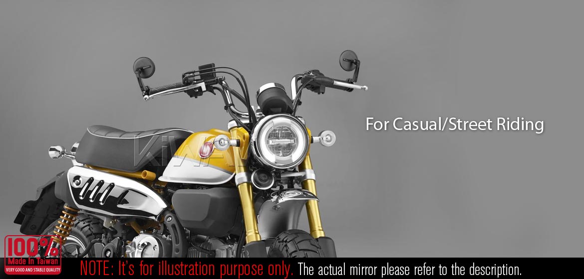 KiWAV motorcycle bar end mirrors Ojo black compatible for Honda specific mini motorcycles