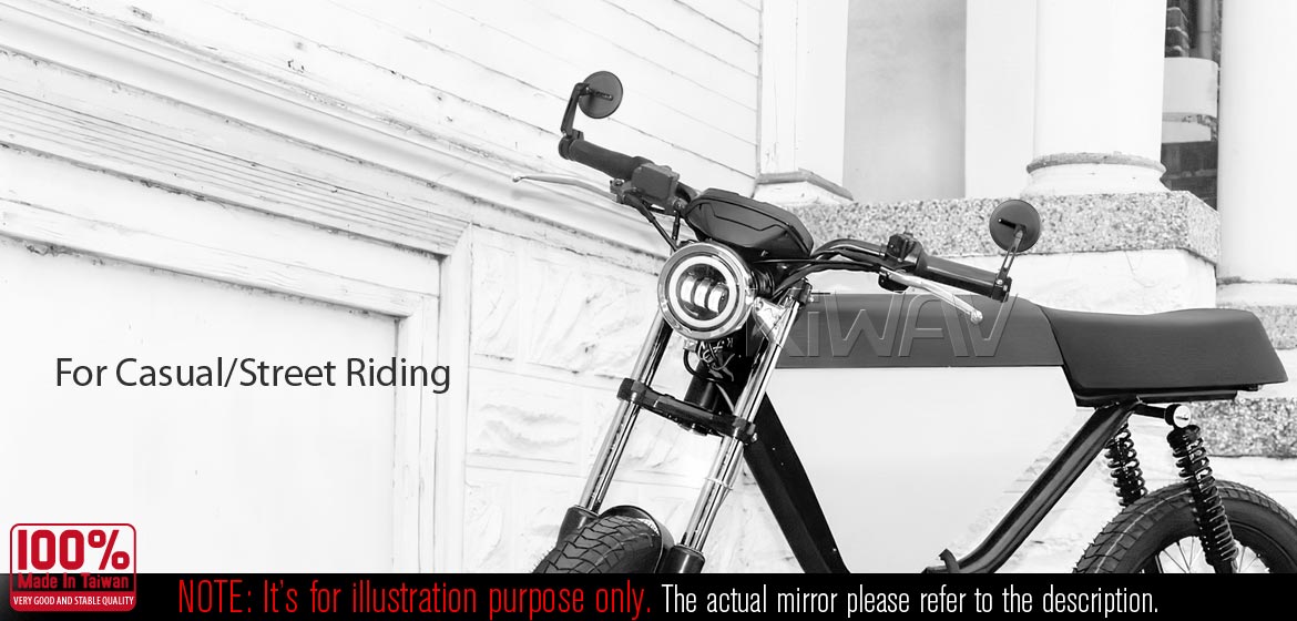 KiWAV motorcycle bar end mirrors Ojo black compatible for Harley Sportster Dyna Softail XG street