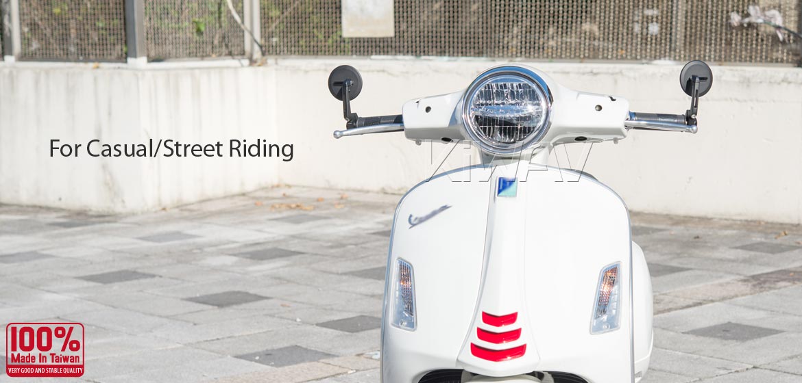 KiWAV motorcycle bar end mirrors Ojo black compatible with some Vespa models, GTS/ GTV/ GT