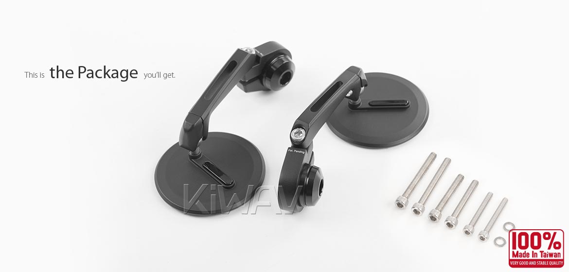 The thinnest motorcycle mirrors KiWAV motorcycle bar end mirrors Ojo black compatible for Triumph air-cooled motorcycles
