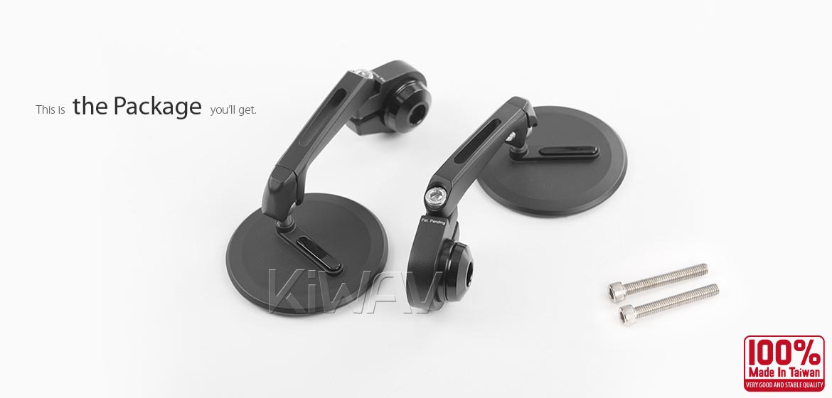 The thinnest motorcycle mirrors KiWAV motorcycle bar end mirrors Ojo black compatible for M6 threaded handlebars