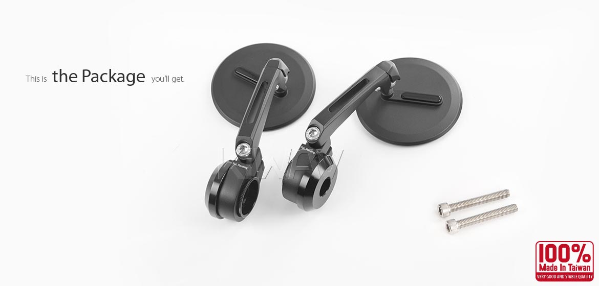 The thinnest motorcycle mirrors KiWAV motorcycle bar end mirrors Ojo heavy weightblack compatible for M6 threaded handlebars