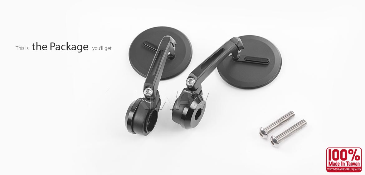 The thinnest motorcycle mirrors KiWAV motorcycle bar end mirrors Ojo black for M8 threaded handlebars