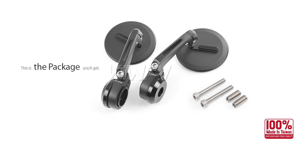 The thinnest motorcycle mirrors KiWAV motorcycle bar end mirrors Ojo heavy weightblack compatible for M8 threaded handlebars