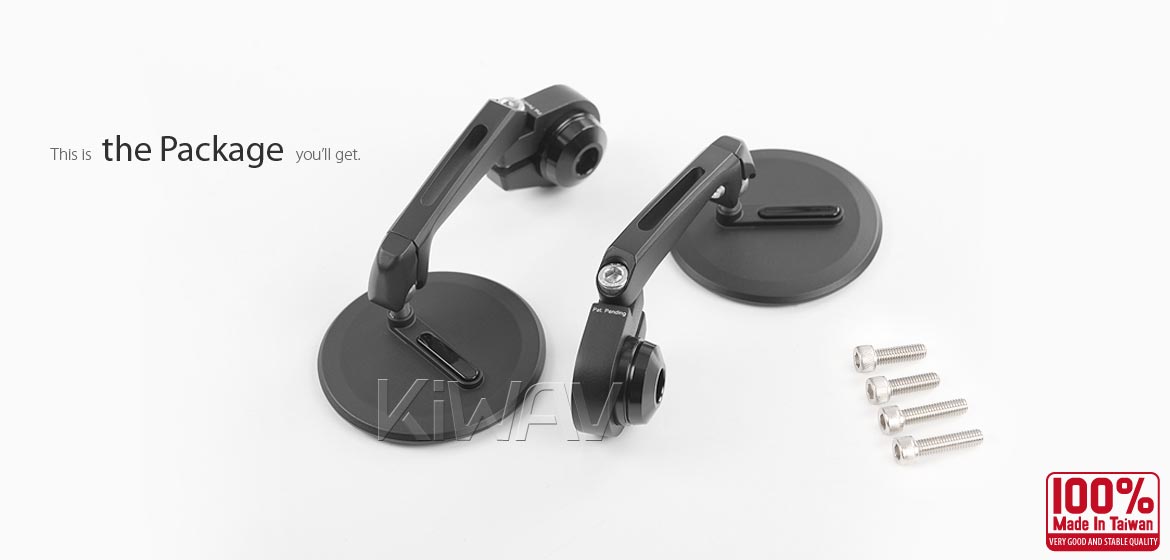 The thinnest motorcycle mirrors KiWAV motorcycle bar end mirrors Ojo black compatible for Triumph water-cooled motorcycles