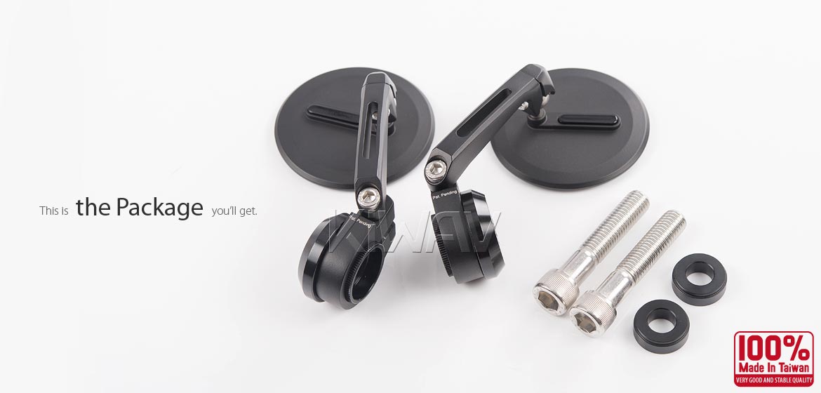 The thinnest motorcycle mirrors KiWAV motorcycle bar end mirrors Ojo black compatible for BMW