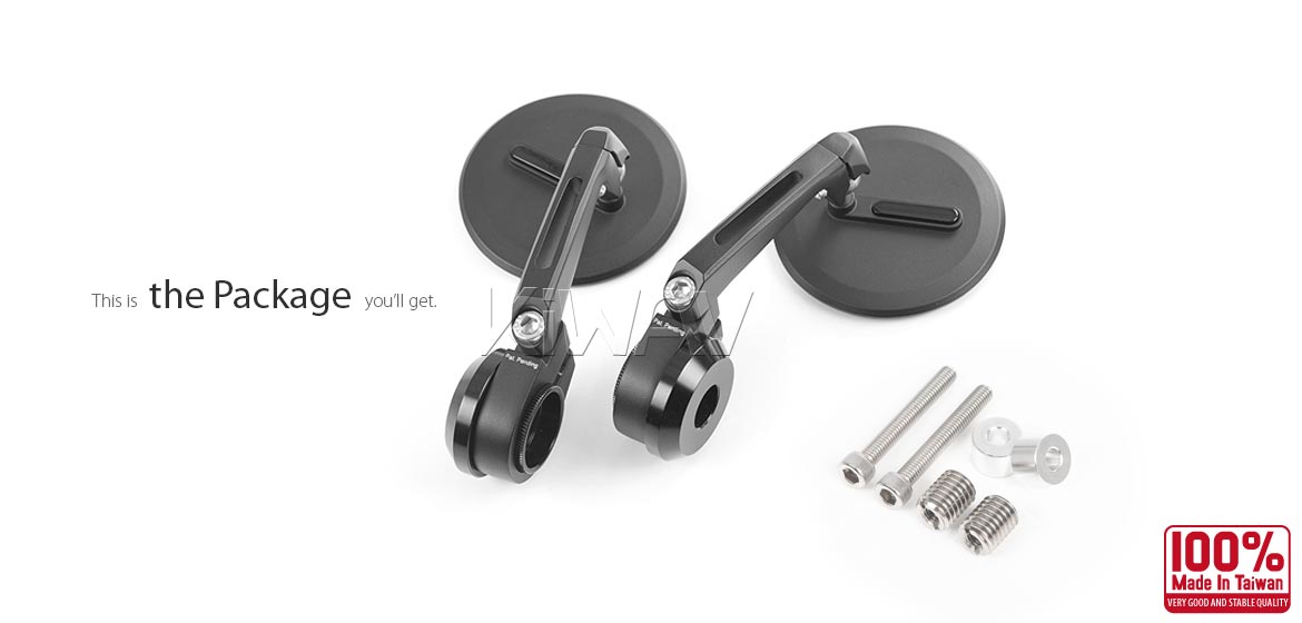 The thinnest motorcycle mirrors KiWAV motorcycle bar end mirrors Ojo heavy weightblack compatible for BMW M12 threaded handlebar