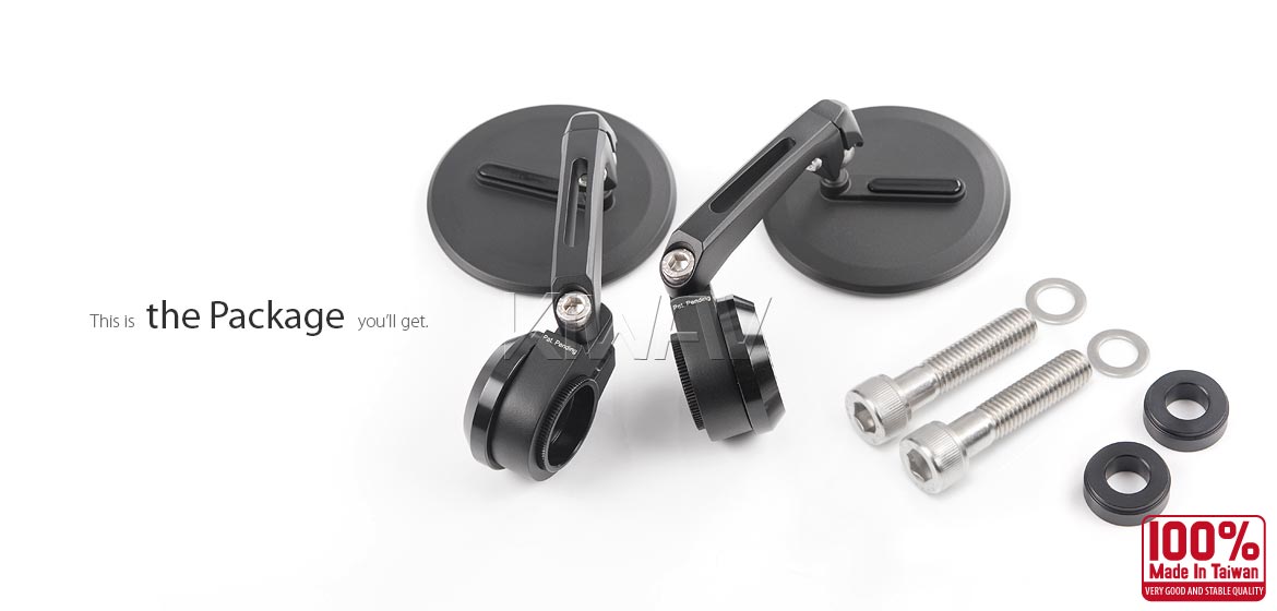 The thinnest motorcycle mirrors KiWAV motorcycle bar end mirrors Ojo black compatible for BMW M10 threaded handlebar