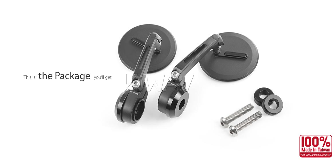 The thinnest motorcycle mirrors KiWAV motorcycle bar end mirrors Ojo black compatible for BMW M8 threaded handlebar