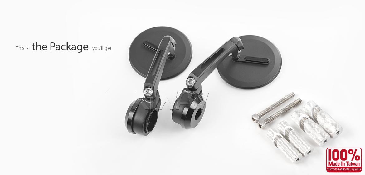The thinnest motorcycle mirrors KiWAV motorcycle bar end mirrors Ojo black for 7/8 inch hollow end handlebars