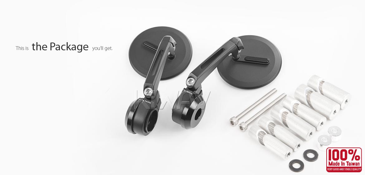 KiWAV motorcycle bar end mirrors Ojo black compatible for Harley Sportster Dyna Softail XG street