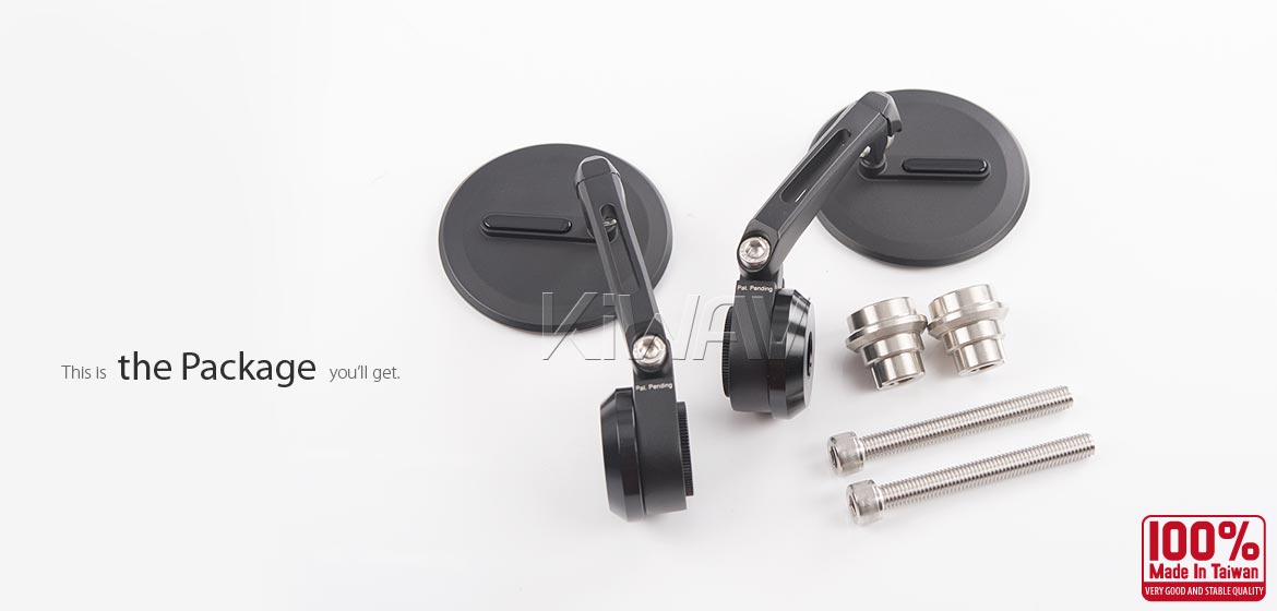 The thinnest motorcycle mirrors KiWAV motorcycle bar end mirrors Ojo black compatible for Indian Scout Bobber