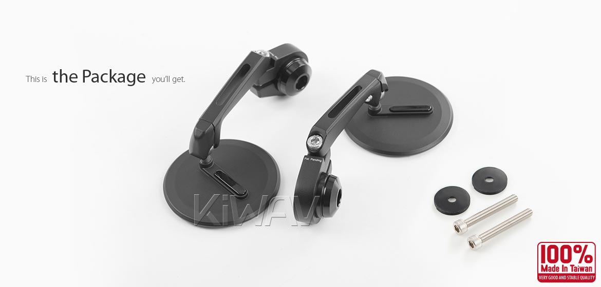 The thinnest motorcycle mirrors KiWAV motorcycle bar end mirrors Ojo black compatible for Royal Enfield Interceptor 650
