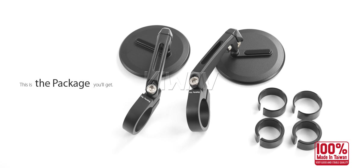 The thinnest motorcycle mirrors KiWAV motorcycle bar end mirrors Ojo black for 22/25mm handlebar