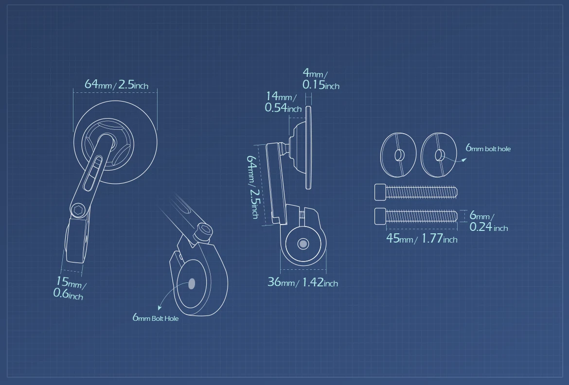 Measurement of KiWAV motorcycle bar end mirror Orbii a pair compatible with Royal Enfield Interceptor 650