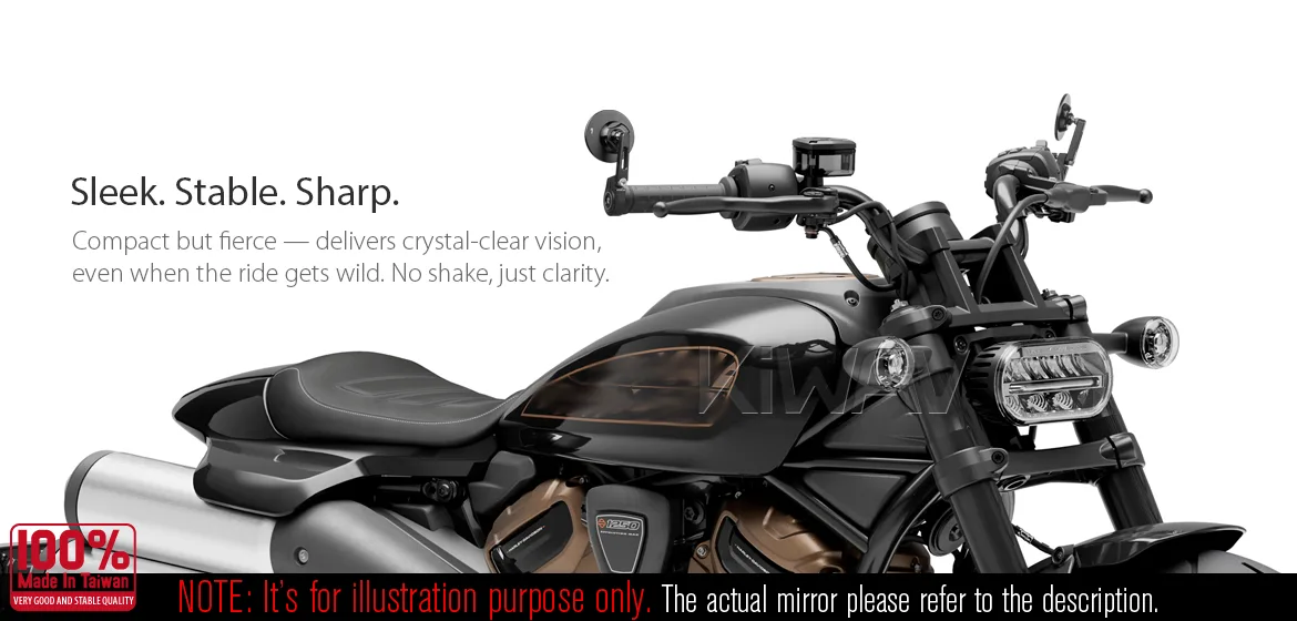 KiWAV motorcycle bar end mirror Orbii black a pair compatible for Harley Sportster S Nightster 2021-