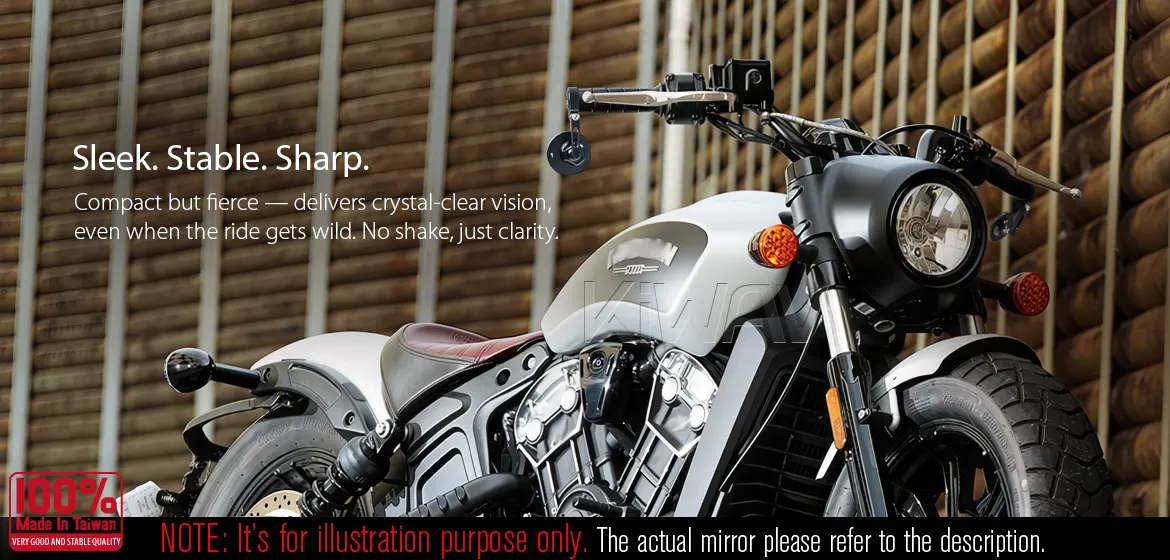 KiWAV motorcycle bar end mirror Orbii black a pair compatible with Indian Scout Bobber