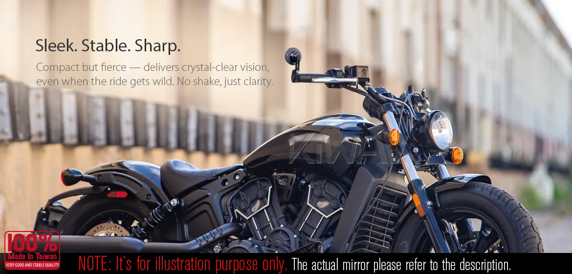 KiWAV motorcycle bar end mirror Orbii black a pair compatible with Specific Indian models
