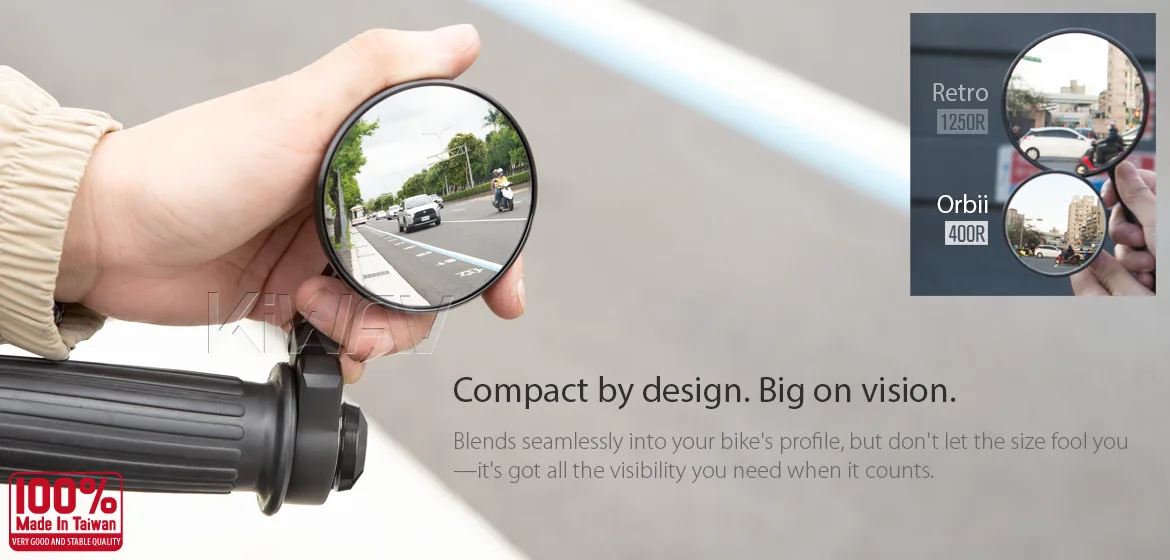 KiWAV motorcycle bar end mirror Orbii black a pair compatible with Moto Guzzi