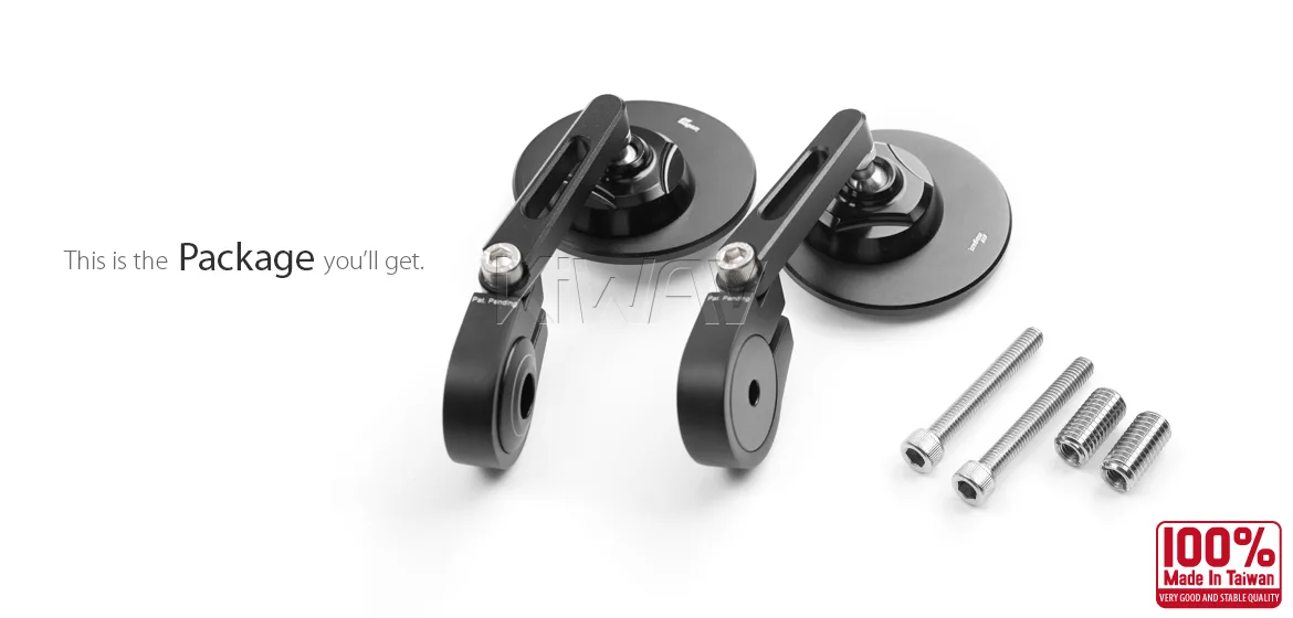 KiWAV motorcycle bar end mirror Orbii black a pair compatible with BMW M10 threaded handlebar