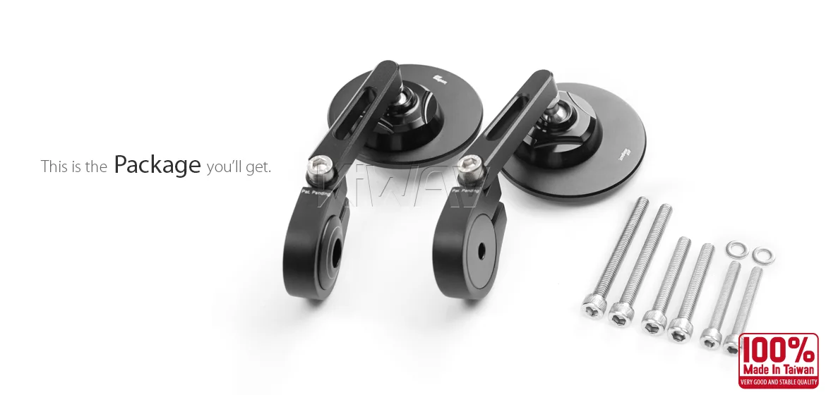 KiWAV motorcycle bar end mirror Orbii black a pair compatible with Triumph air-cooled models