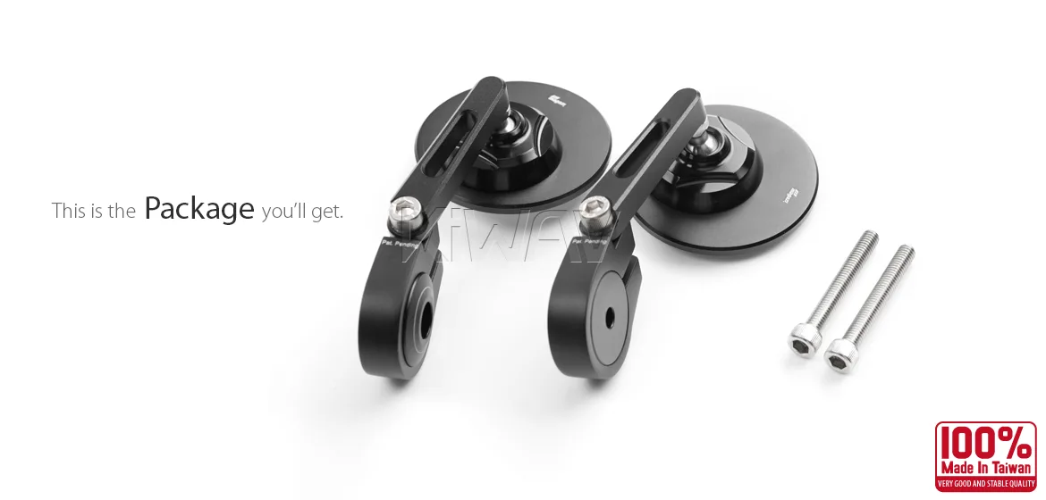 KiWAV motorcycle bar end mirror Orbii black a pair for M6 threaded handlebars