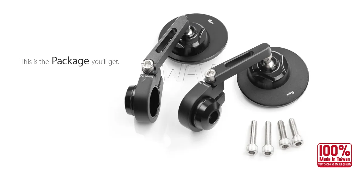 KiWAV motorcycle bar end mirror Orbii black a pair compatible with Triumph water-cooled models
