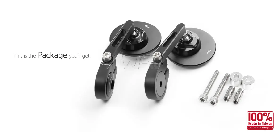 KiWAV motorcycle bar end mirror Orbii black a pair compatible with Indian Scout Bobber