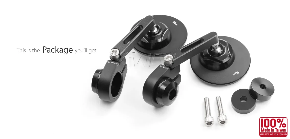 KiWAV motorcycle bar end mirror Orbii black a pair compatible with Moto Guzzi