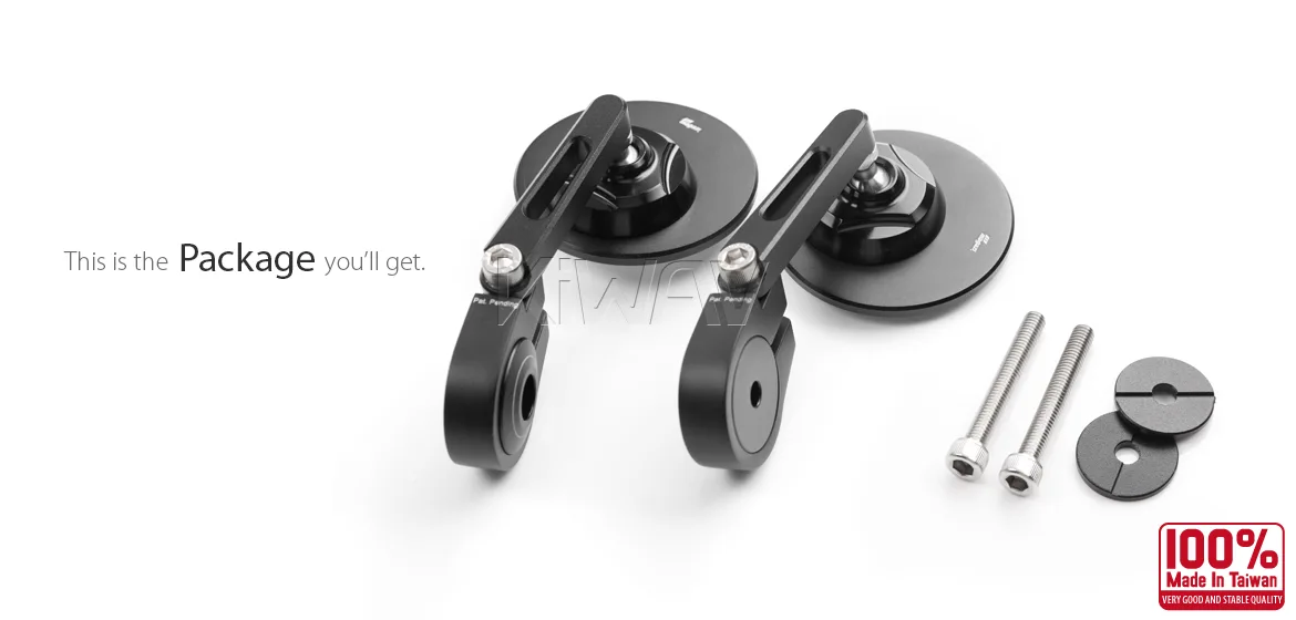 KiWAV motorcycle bar end mirror Orbii black a pair compatible with Royal Enfield Interceptor 650