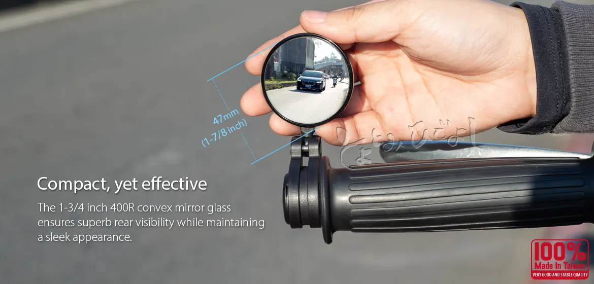 Toyotomi bar end mirror Orbix black for most bicycles, Ebikes with hollow bar end a piece