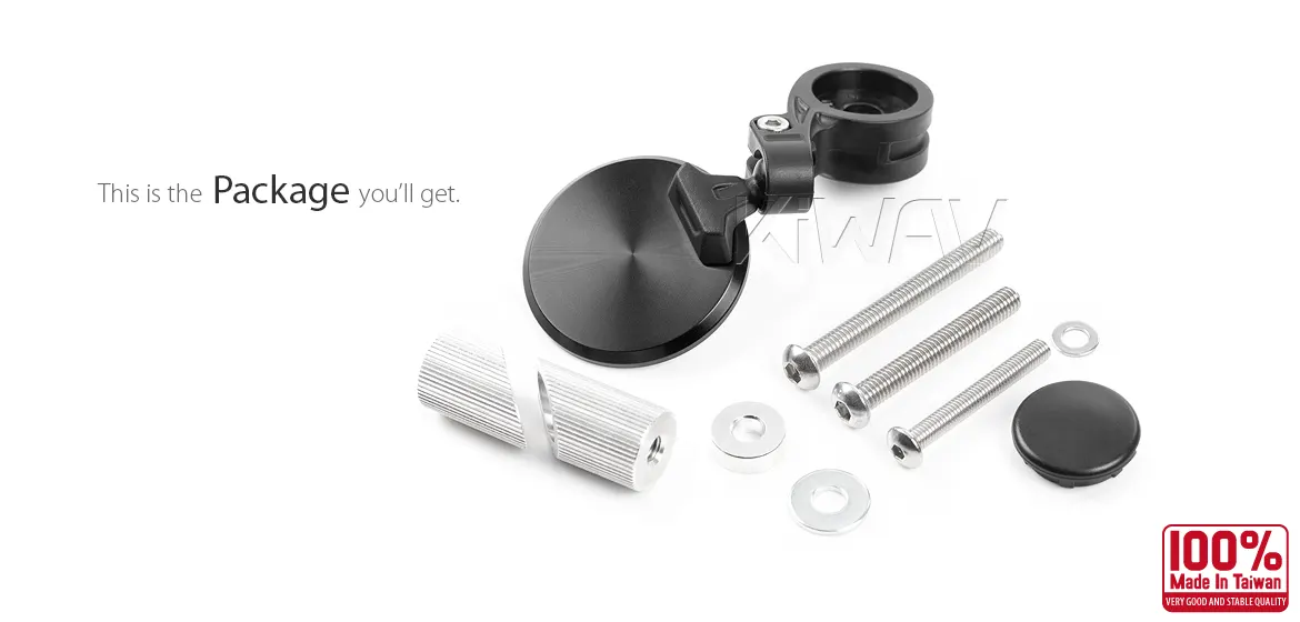 KiWAV motorcycle bar end mirror Orbix black a piece compatible for Triumph air-cooled models
