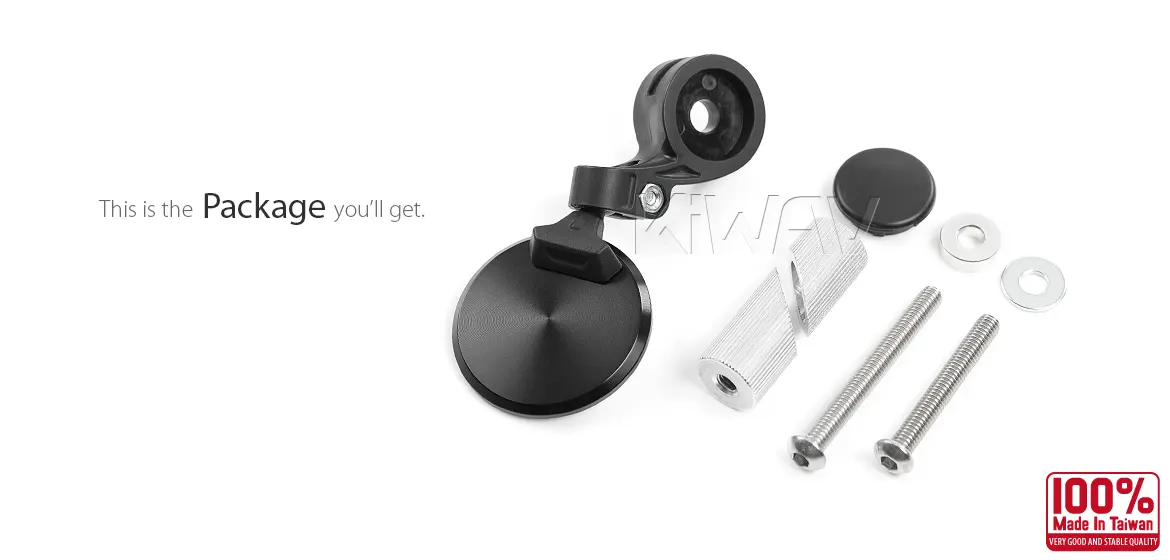 KiWAV motorcycle bar end mirror Orbix black a piece for M6 threaded handlebars