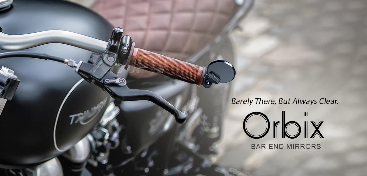 KiWAV motorcycle bar end mirrors Orbix black a pair compatible for Triumph air-cooled models