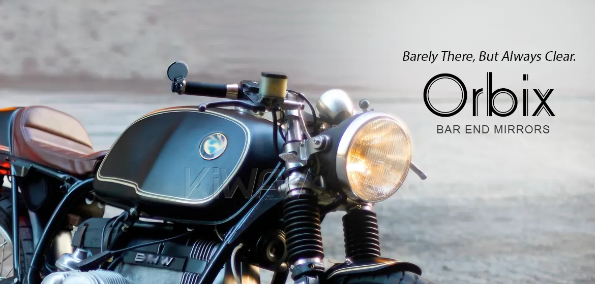 KiWAV motorcycle bar end mirrors Orbix black a pair compatible for BMW M8 threaded handlebar