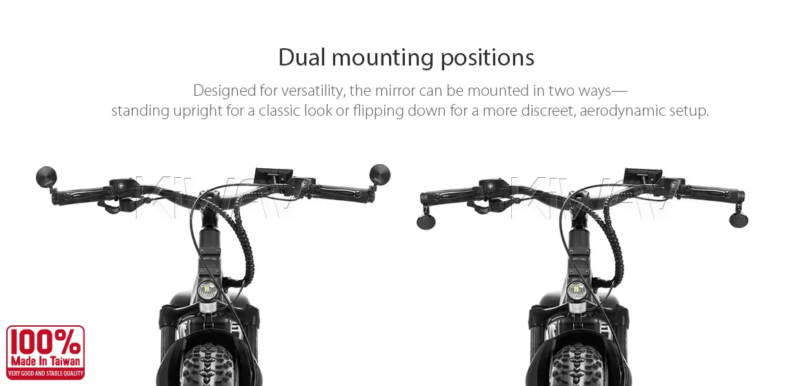 KiWAV bar end mirrors Orbix black for most bicycles, Ebikes with hollow bar end a pair