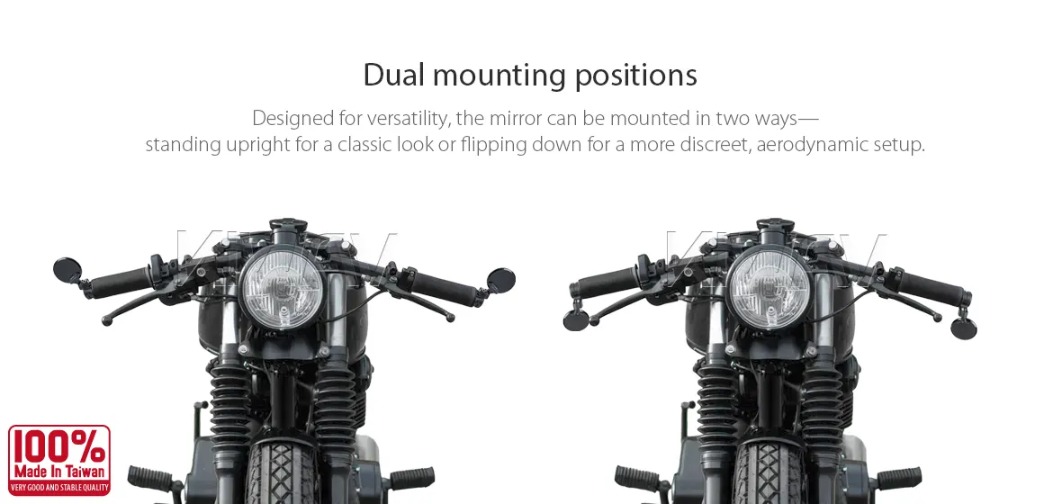 KiWAV motorcycle bar end mirrors Orbix black a pair for 7/8 inch hollow end handlebars
