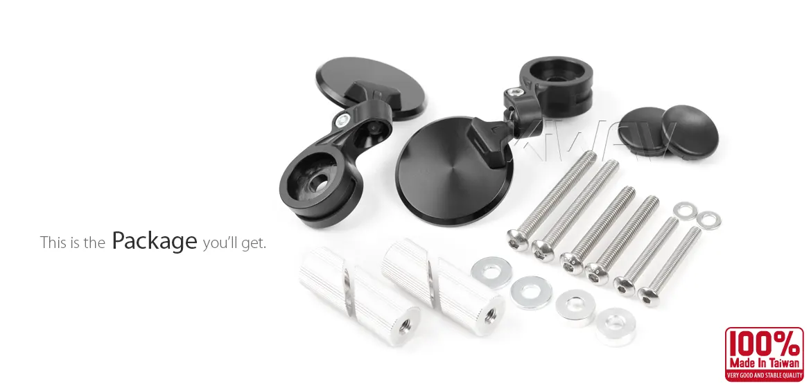 KiWAV motorcycle bar end mirrors Orbix black a pair compatible for Triumph air-cooled models